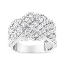 Load image into Gallery viewer, 10K White Gold 3.00 Cttw Diamond Multi Row Cluster Band Ring (I-J Color, I3 Clarity) - Size 7
