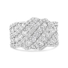 Load image into Gallery viewer, 10K White Gold 3.00 Cttw Diamond Multi Row Cluster Band Ring (I-J Color, I3 Clarity) - Size 7