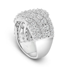 Load image into Gallery viewer, 10K White Gold 3.00 Cttw Diamond Multi Row Cluster Band Ring (I-J Color, I3 Clarity) - Size 7
