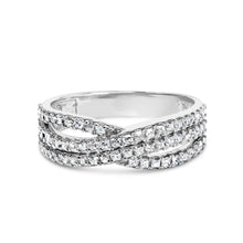 将图片加载到图库查看器,10K White Gold 3/4 Cttw Princess Natural Diamond Split Shank and Weave Band Ring (H-I Color, SI1-SI2 Clarity) - Ring Size 7