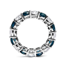 Load image into Gallery viewer, 14K White Gold 6 1/4 Cttw Alternating Lab-Grown White and Natural Treated Blue Diamond Eternity Band Ring (F-G Color, VS1-VS2 Clarity)