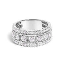 Load image into Gallery viewer, .925 Sterling Silver 2.0 Cttw Lab Grown Diamond Three-Row Pavé Band Ring