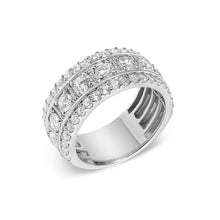 Load image into Gallery viewer, .925 Sterling Silver 2.0 Cttw Lab Grown Diamond Three-Row Pavé Band Ring