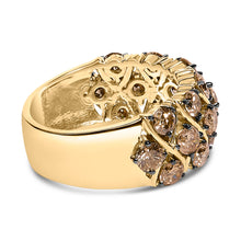 Load image into Gallery viewer, 10K Yellow Gold Plated .925 Sterling Silver 3.0 Cttw Champagne Diamond Multi Lattice Band Ring - Size 7