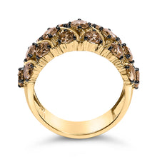 Load image into Gallery viewer, 10K Yellow Gold Plated .925 Sterling Silver 3.0 Cttw Champagne Diamond Multi Lattice Band Ring - Size 7