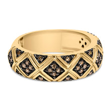 Load image into Gallery viewer, 10K Yellow Gold Plated .925 Sterling Silver 3/8 Cttw Champagne Diamond Geometric Style Band Ring - Size 7