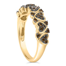 Load image into Gallery viewer, 10K Yellow Gold Plated .925 Sterling Silver 1/3 cttw Natural Diamond Band Ring - Size 7