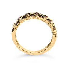 Load image into Gallery viewer, 10K Yellow Gold Plated .925 Sterling Silver 1/4 Cttw Champagne Diamond Geometric Band Ring - Size 7