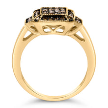 Load image into Gallery viewer, 10K Yellow Gold Plated .925 Sterling Silver 1/2 Cttw Champagne Diamond Step Up Ring - Size 7