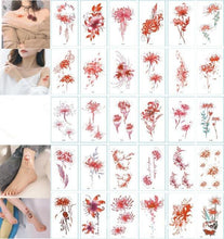 Load image into Gallery viewer, 30 Pieces/set Small Luxury Temporary Tattoo Sticker Colorful Drawing Flower Cute Body Tatoo For Kids Adults