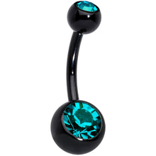 将图片加载到图库查看器,Black Zircon Double Gem Anodized Titanium Belly Ring