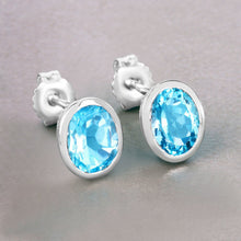 Load image into Gallery viewer, 4.00 Carat Genuine Swiss Blue Topaz .925 Sterling Silver Earrings