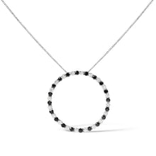 Load image into Gallery viewer, .925 Sterling Silver 2.0 Cttw Alternating Black and White Diamond Open Hoop Circle Pendant Necklace (H-I Color, I2-I3 Clarity) - 18" Inches