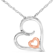 Load image into Gallery viewer, 14K Rose Gold Plated Sterling Silver Diamond Accent Heart Pendant Necklace