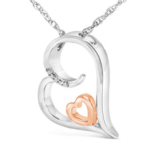 Load image into Gallery viewer, 14K Rose Gold Plated Sterling Silver Diamond Accent Heart Pendant Necklace