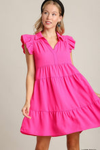 Load image into Gallery viewer, Pink Full Size Ruffle Cap Sleeve Dress Plus Size Elegant & Timeless Classic Design Dress