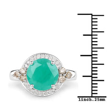 Load image into Gallery viewer, 3.51 Carat Genuine Emerald, Champagne Diamond and White Diamond .925 Sterling Silver Ring