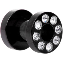 Load image into Gallery viewer, 4G Black Anodized Clear Gem Go Glam Screw Fit Tunnel Plug Set