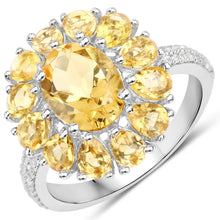 Load image into Gallery viewer, 12.24 Carat Genuine Citrine and White Topaz .925 Sterling Silver 3 Piece Jewelry Set (Ring, Earrings, and Pendant w/ Chain)