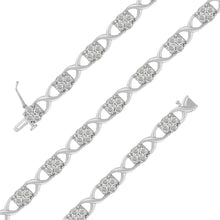 Load image into Gallery viewer, Sterling Silver Rose-Cut Diamond Love Locks Link Bracelet (1.00cttw,I-J color,I3-Promo clarity)