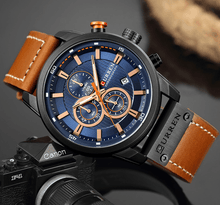 Load image into Gallery viewer, Men's Waterproof Elegant Sport Watch With Chronometers Day View, Leather Belts And Hardlex Scratch Resistant Glass Perfect Gift For Him