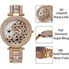Load image into Gallery viewer, Women Quartz Watch Fashion Bling Casual Ladies Watch Female Quartz Gold Watch Crystal Diamond Leopard For Women and Girls