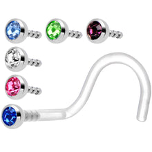 Load image into Gallery viewer, 18G Bioplast CZ Nose Ring Pack Set