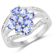 Load image into Gallery viewer, 1.59 Carat Genuine Tanzanite and White Topaz .925 Sterling Silver Ring