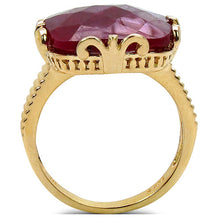Load image into Gallery viewer, 14K Yellow Gold Plated 19.20 Carat Genuine Dyed Ruby Sterling Silver Ring