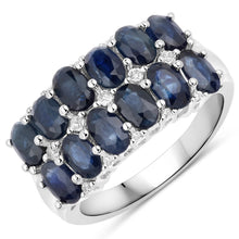 Load image into Gallery viewer, 2.80 Carat Genuine Blue Sapphire and White Topaz .925 Sterling Silver Ring
