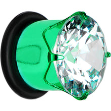 Load image into Gallery viewer, 1/2 CZ Green Electro Titanium Tunnel Plug