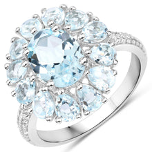 将图片加载到图库查看器,14.02 Carat Genuine Blue Topaz and White Topaz .925 Sterling Silver 3 Piece Jewelry Set (Ring, Earrings, and Pendant w/ Chain)