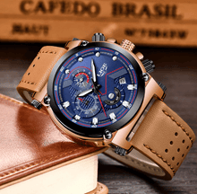 将图片加载到图库查看器,Men's Waterproof Modern Watch With Leather Belts, Stainless Steel Case Excellent Look Perfect Gift