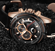 Load image into Gallery viewer, Men's Waterproof Sports Watch With Leather Belts, Chronometers Day View Fluorescent Pointers Unique Design Perfect Gift