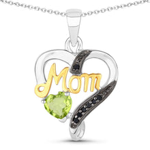 Load image into Gallery viewer, 0.49 Carat Genuine Peridot and Black Spinel .925 Sterling Silver Pendant