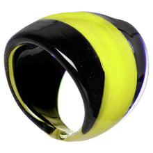 将图片加载到图库查看器,Handmade Striped Yellow Bold Glass Ring