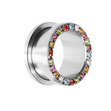Load image into Gallery viewer, 18mm Stainless Steel Multi Gem Screw Fit Tunnel