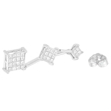 Load image into Gallery viewer, 14K White Gold 1 cttw Princess Cut Diamond Earrings (G-H, VS1-VS2)