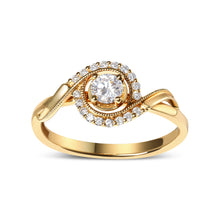 将图片加载到图库查看器,14K Yellow Gold 1/3 Cttw Diamond Solitaire and Halo Swirl Engagement Ring (G-H Color, VS2-SI1 Clarity)- Size 7