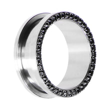 Load image into Gallery viewer, 26mm Stainless Steel Black Gem Screw Fit Tunnel