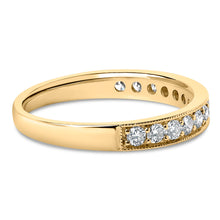 将图片加载到图库查看器,14K Yellow Gold 1/2 Cttw Round Diamond Milgrain Wedding Band