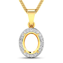 Load image into Gallery viewer, 0.22 Carat Genuine White Diamond 14K Yellow Gold Semi Mount Pendant - holds 9x7mm Oval Gemstone