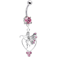 Load image into Gallery viewer, Pink CZ Heart Fairy Belly Ring