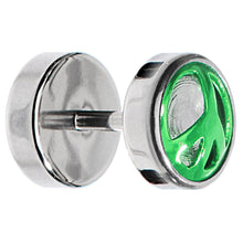 Load image into Gallery viewer, Anodized Titanium Green Peace Sign Cheater Plug