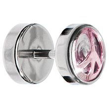 Load image into Gallery viewer, Anodized Titanium Pink Peace Sign Cheater Plug