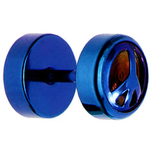 将图片加载到图库查看器,Blue Anodized Titanium Peace Sign Cheater Plug