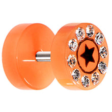 将图片加载到图库查看器,Orange Acrylic Jeweled Star Cheater Plug