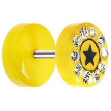 将图片加载到图库查看器,Yellow Acrylic Jeweled Star Cheater Plug
