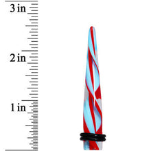 Load image into Gallery viewer, 00G Clear Aqua Red Spiral Acrylic Ear Taper