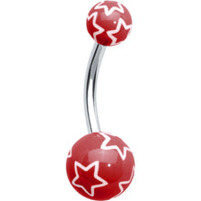 将图片加载到图库查看器,Red White Outline Stars Belly Ring